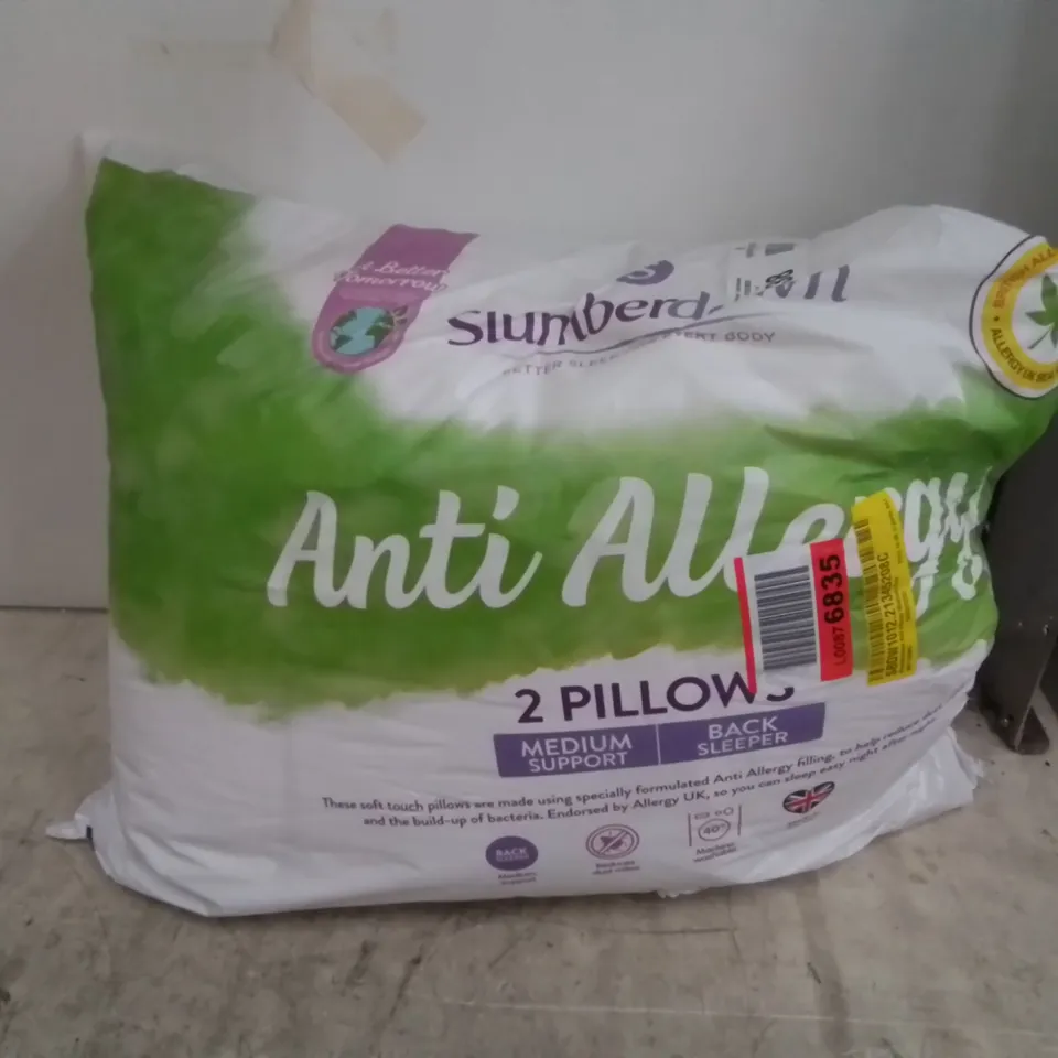 BAGGED SLUMBERDOWN ANTI ALLERGY MEDIUM SUPPORT PILLOWS - SET OF 2 