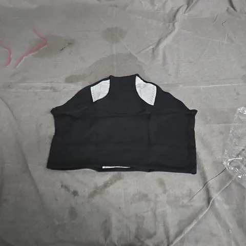 BLACK WOMEN'S SLEEVELESS TOP WITH WHITE SHOULDER PATCHES