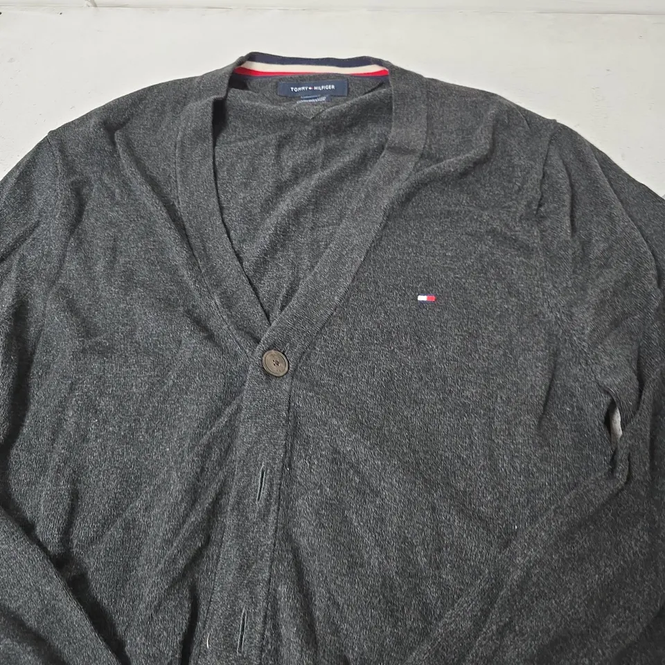 TOMMY HILFIGER CARDIGAN, MEN'S, CHARCOAL GREY, MEDIUM
