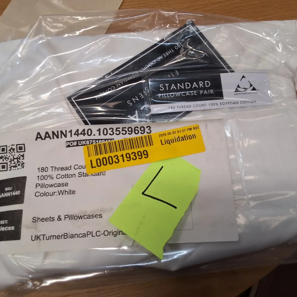 180 THREAD COUNT COTTON PILLOW CASES WHITE