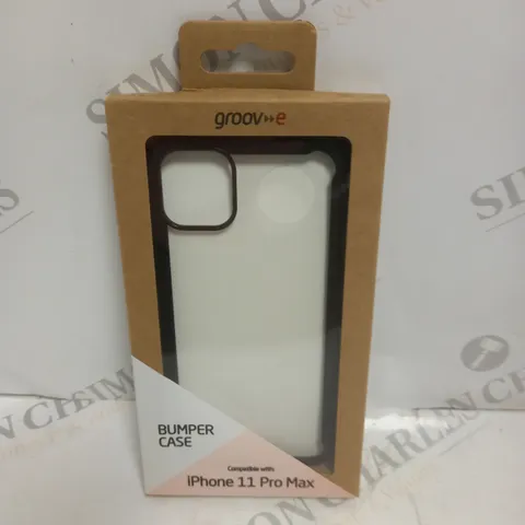 BOX OF 50 BRAND NEW BOXED GROOV-E IPHONE 11 PRO MAX BUMPER PHONE CASES IN BLACK
