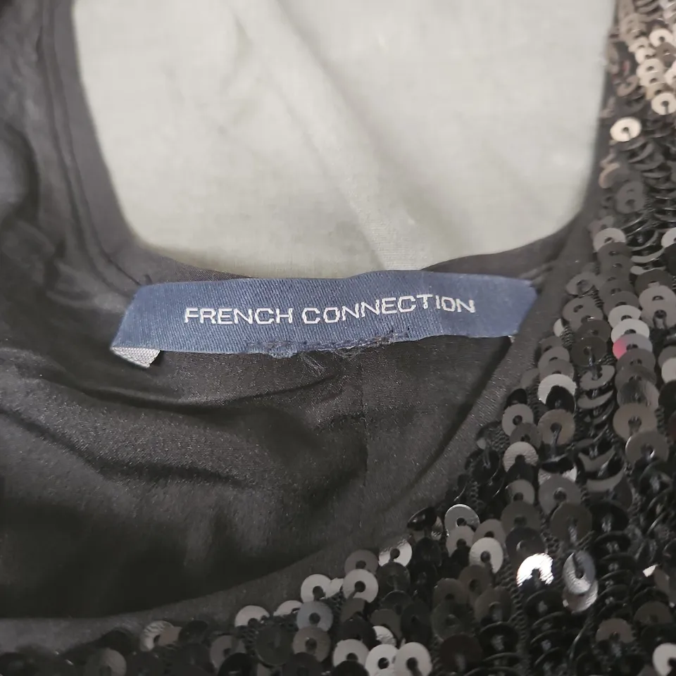 FRENCH CONNECTION SEQUIN DRESS – BLACK & SILVER, WOMEN'S EVENING DRESS. SIZE NOT SPECIFIED