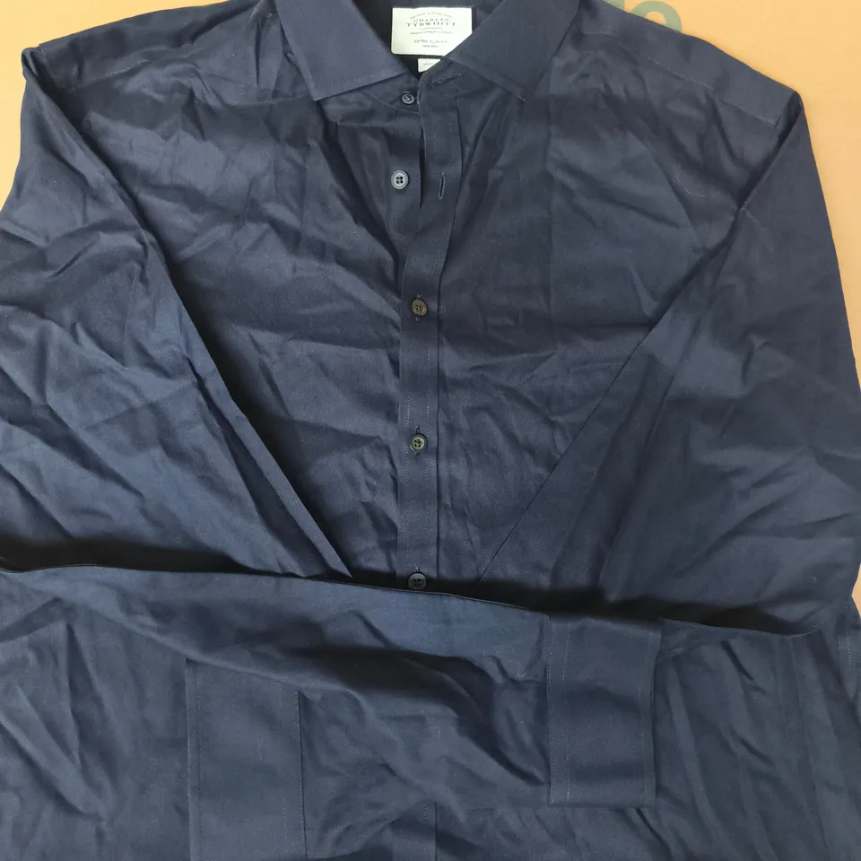 CHARLES TYRWHITT EXTRA SLIM FIT LONG SLEEVE SHIRT IN NAVY SIZE 17/36"