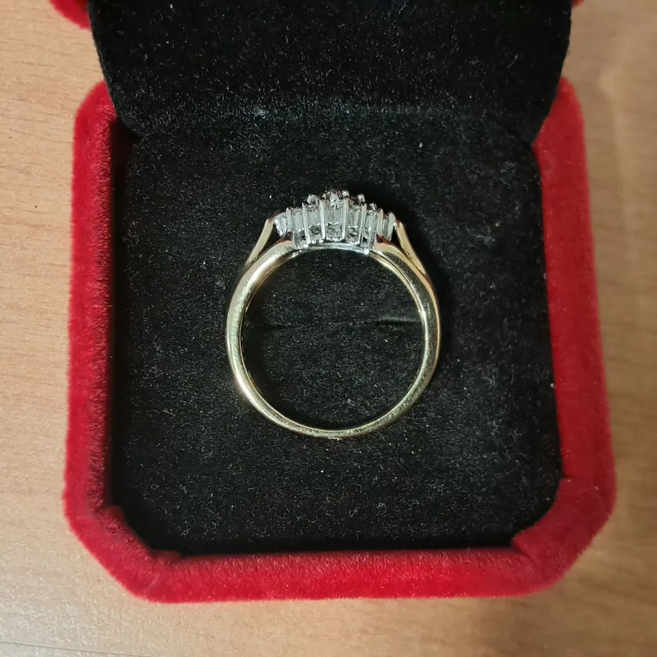 9CT GOLD CLUSTER DRESS RING SET WITH NATURAL DIAMONDS