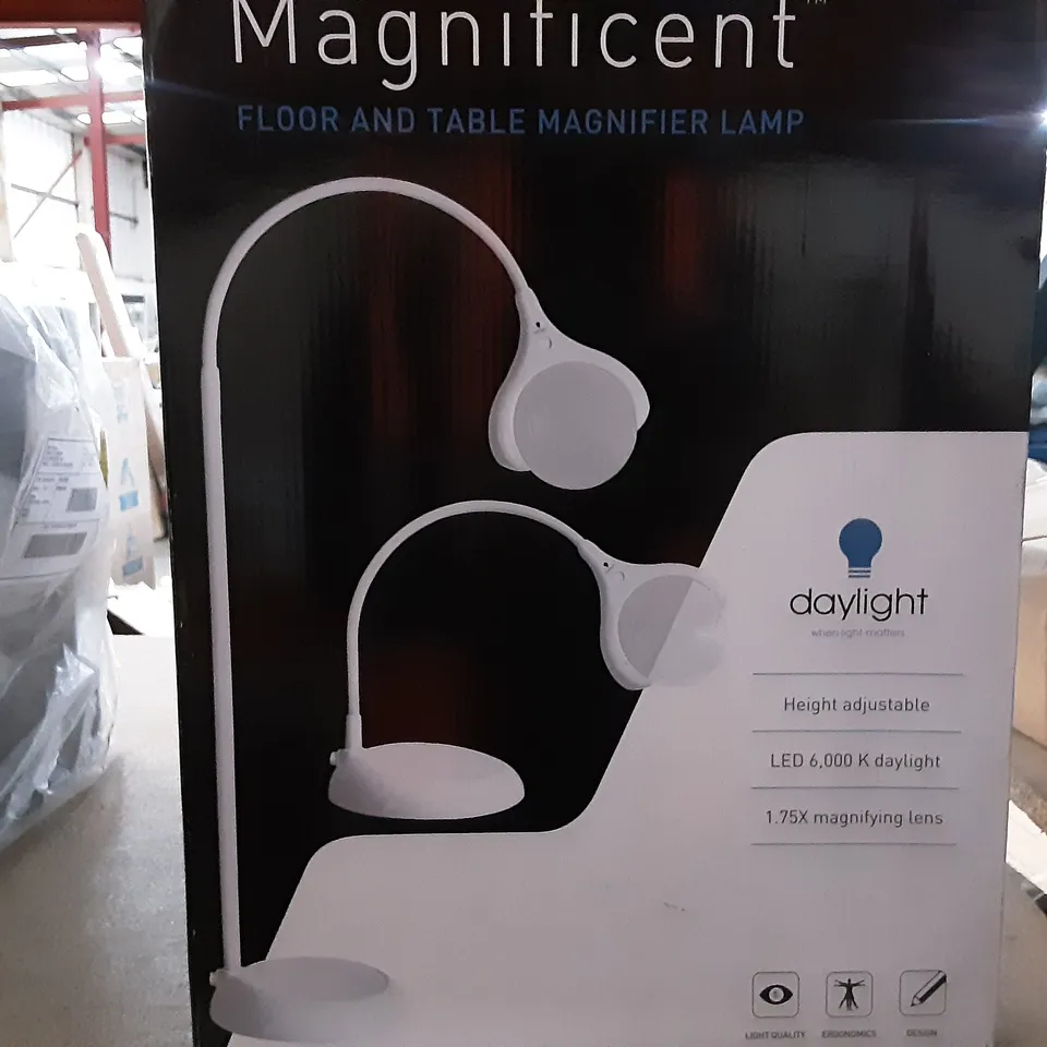 BOXED MAGNIFICENT FLOOR AND TABLE MAGNIFIER LAMP 1.75X MAGNIFYING LENS