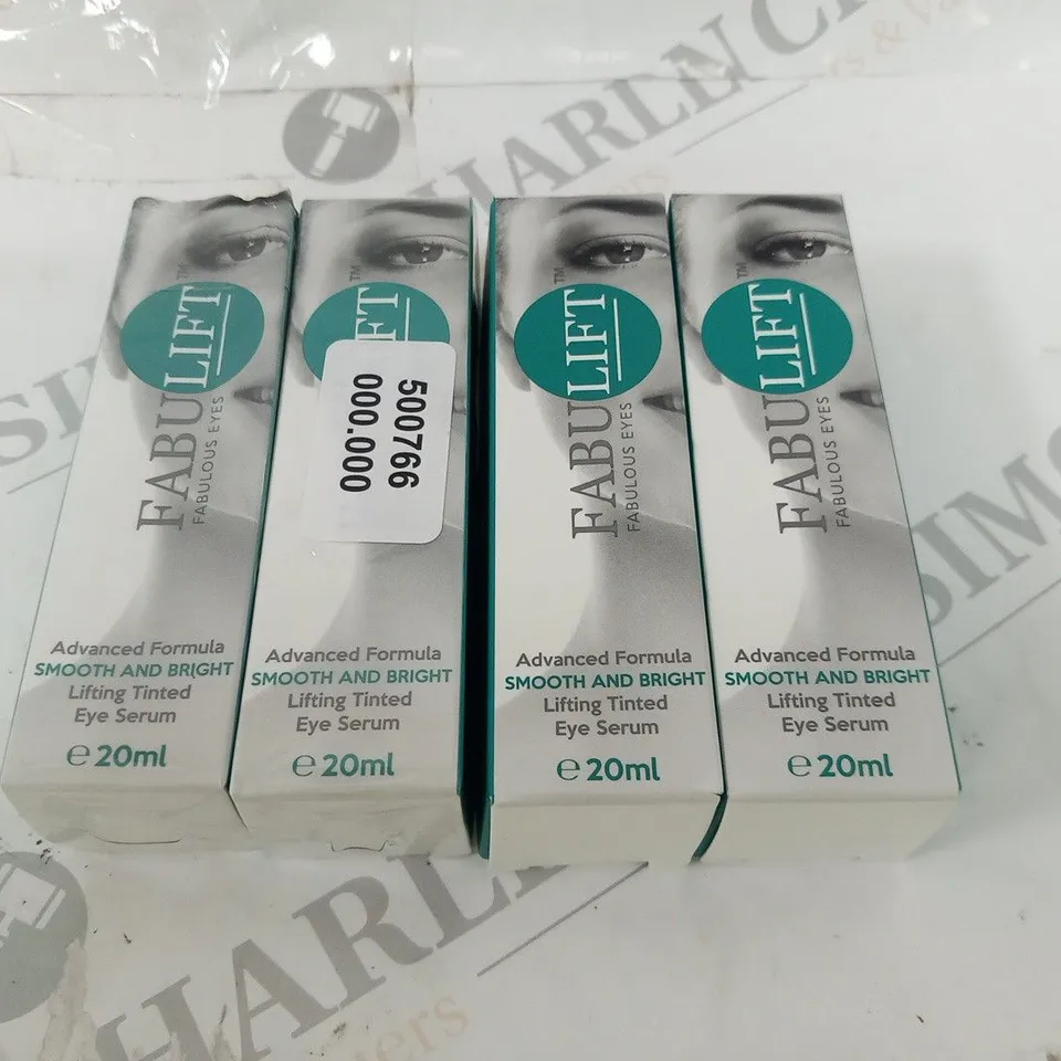 4 BOXED FABULIFT ADVANCED FORMULA SMOOTH AND BRIGHT LIFTING TINTED EYE SERUM 20ML