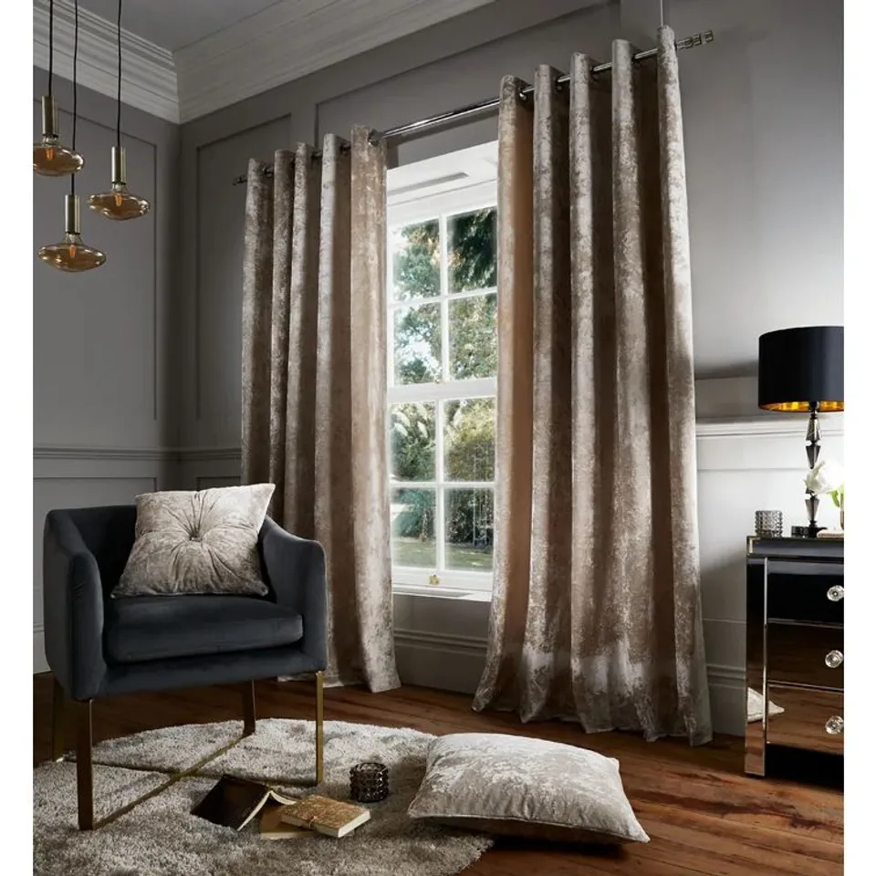 CRUSHED VELVET EYELET SHEER CURTAINS