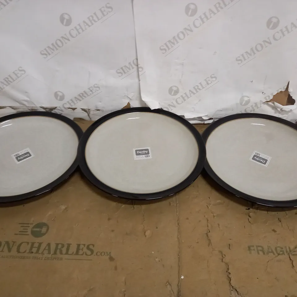 DENBY 406048905 ELEMENTS 3 PIECE DINNER PLATE SET, BLACK/WHITE, 26.5*26.5*3 CENTIMETERS