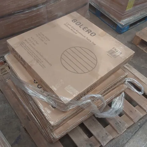 PALLET CONTAINING A LARGE QUANTITY OF BRAND NEW BOLERO ALUMINIUM TABLE TOPS