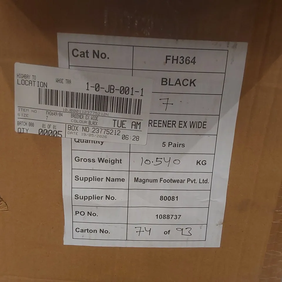 BOX CONTAINING APPROXIMATELY 5x BRAND NEW SIMPLY BE BLACK BREENER EXTRA WIDE BOOTS - SIZE 7