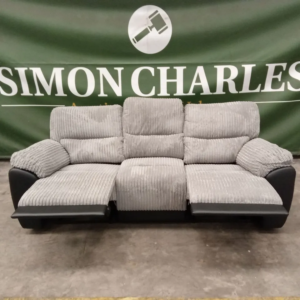 SIENNA FABRIC/FAUX LEATHER HIGH BACK 3 SEATER RECLINER SOFA RRP £849