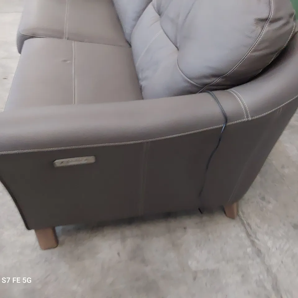 QUALITY BRITISH DESIGNER G PLAN HATTON FORMAL BACK POWER RECLINING THREE SEATER SOFA CAMBRIDGE EARTH LEATHER 