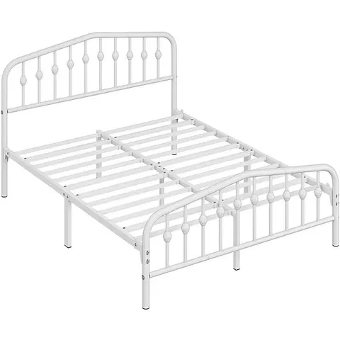 BOXED WHITE KINGSIZE METAL BED WITH ARCHED HEADBOARD AND FOOTBOARD 