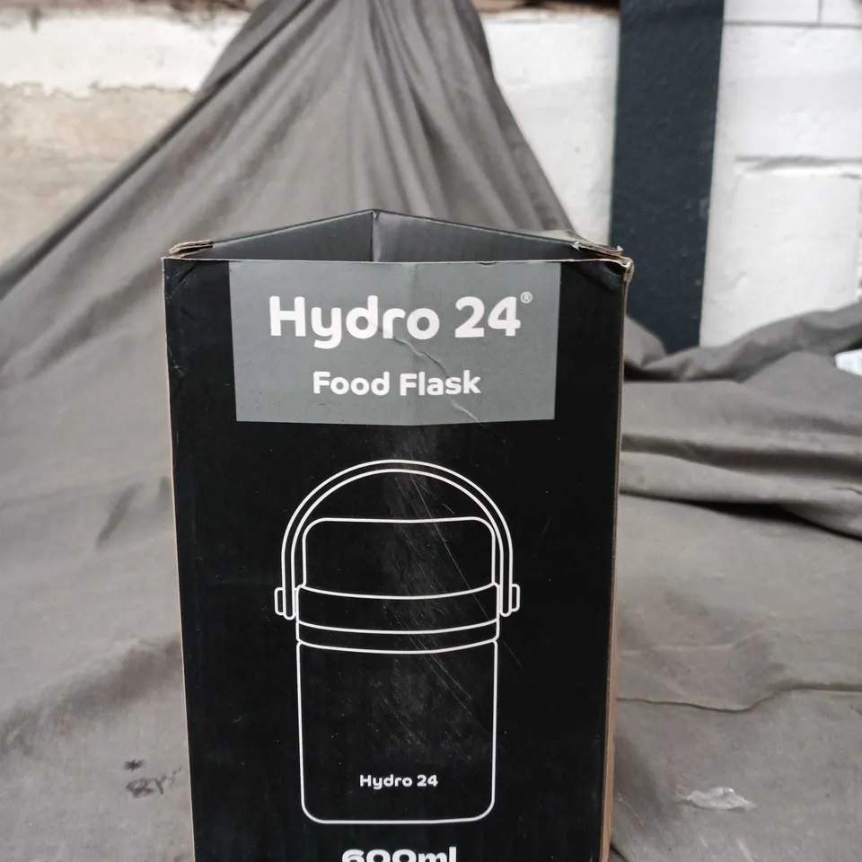 HYDRO 24 FOOD FLASK 600ML – BLACK BOTTLE WITH CHROME LID