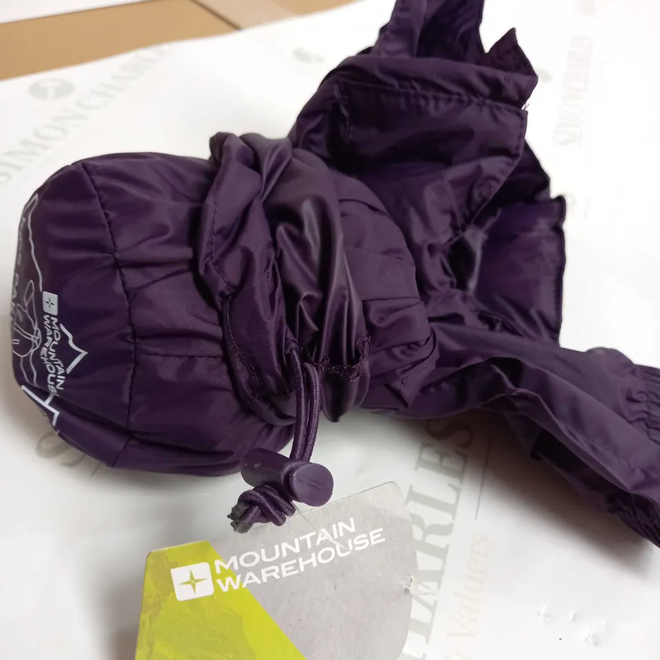 MOUNTAIN WAREHOUSE PAKKA KIDS WATERPROOF DARK PURPLE JACKET - SIZE 5-6