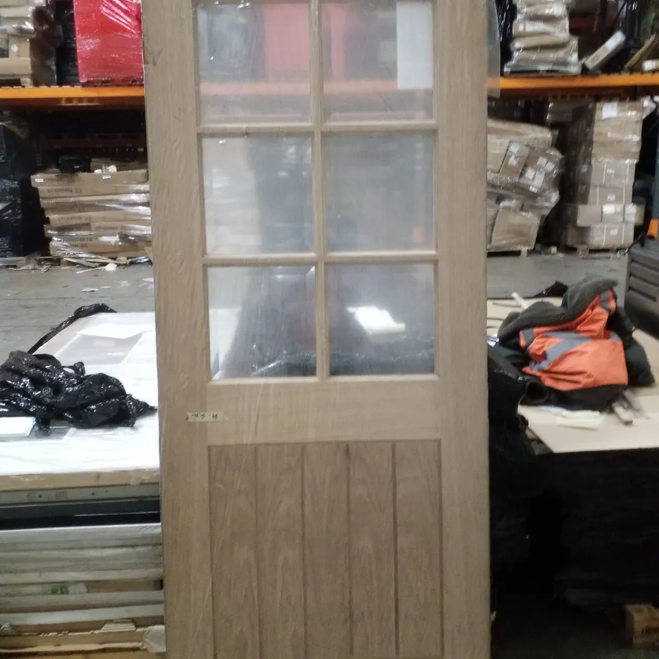 LPDOORS MEXICANO WHITE OAK 6 CLEAR PANEL INTERNAL DOOR 78"×33" 35MM