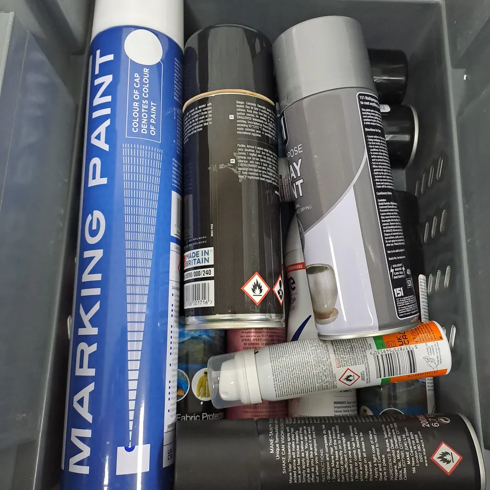 ASSORTED AEROSOLS TO INCLUDE BATISTE SPRAY PAINT , CANCELER SPRAY , AIR DUSTER , ETC - COLLECTION ONLY 