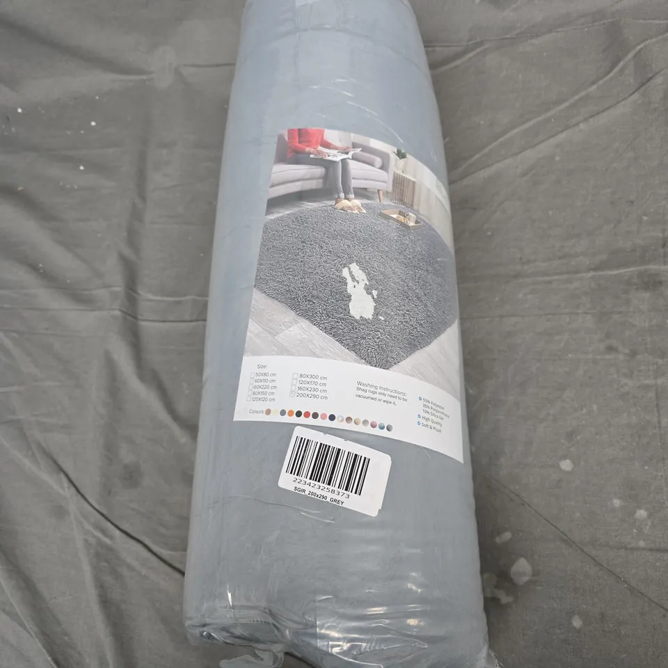 GREY SHAGGY RUG, 200 X 290 CM