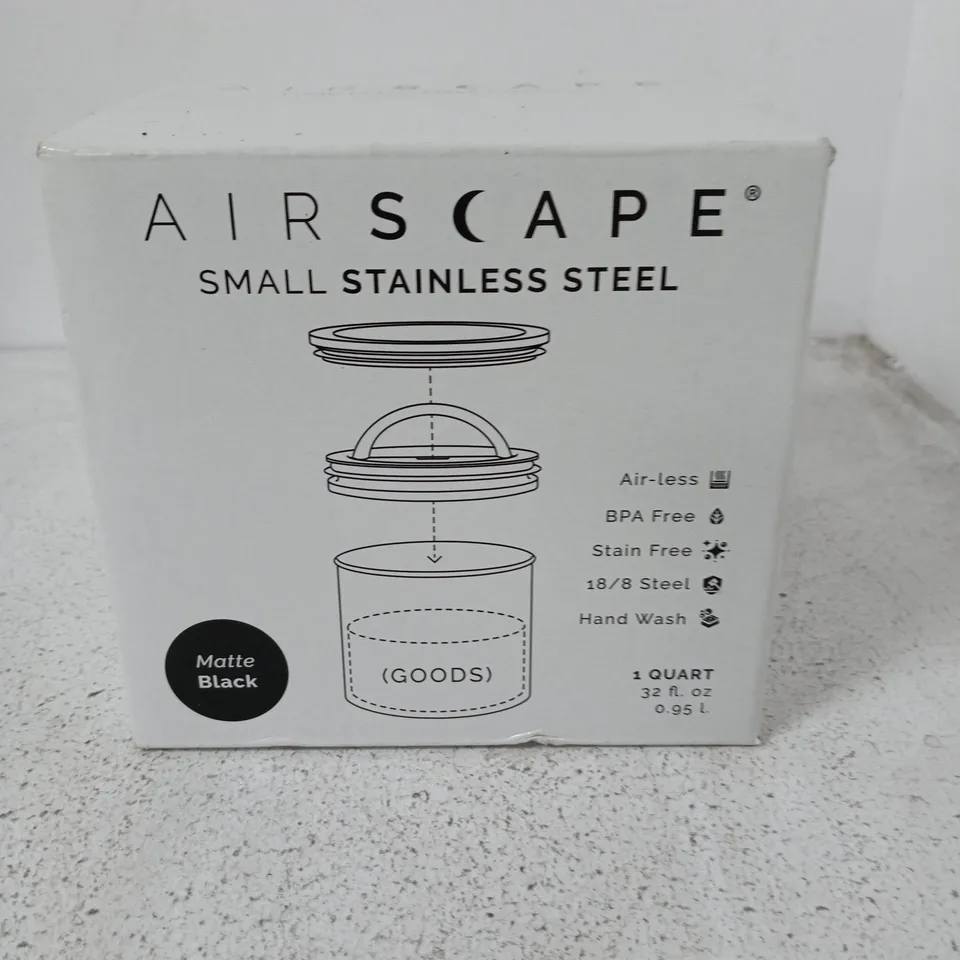 AIRSCAPE SMALL STAINLESS STEEL 1 QUART CANISTER – MATTE BLACK (GOODS)