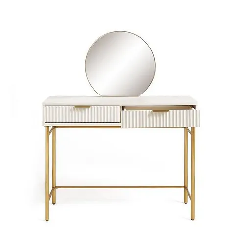 CORA DRESSING TABLE AND MIRROR SET - BLACK/BRASS - COLLECTION ONLY 