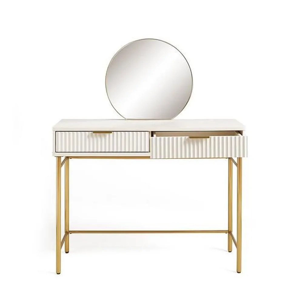 CORA DRESSING TABLE AND MIRROR SET - BLACK/BRASS - COLLECTION ONLY 