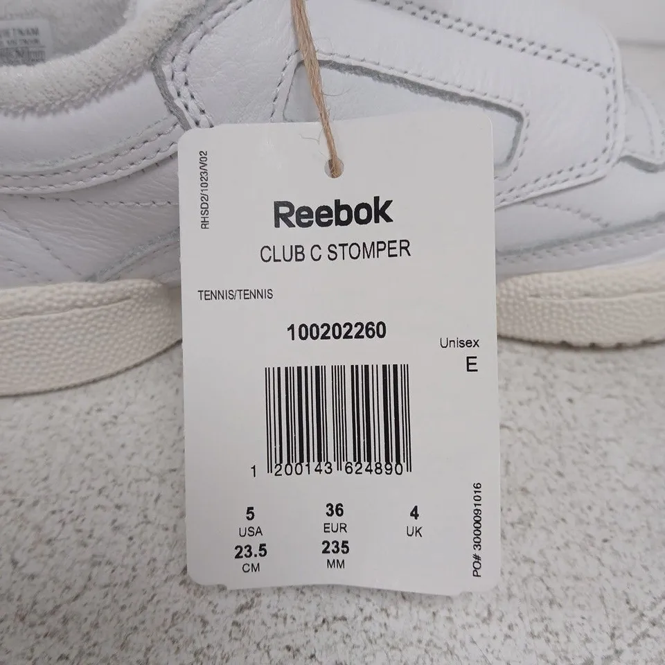 UK 4 REEBOK CLUB C STOMPER UNISEX WHITE TRAINERS