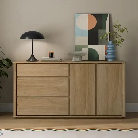 BOXED MALIK LARGE SIDEBOARD LIGHT OAK (2 BOXES)