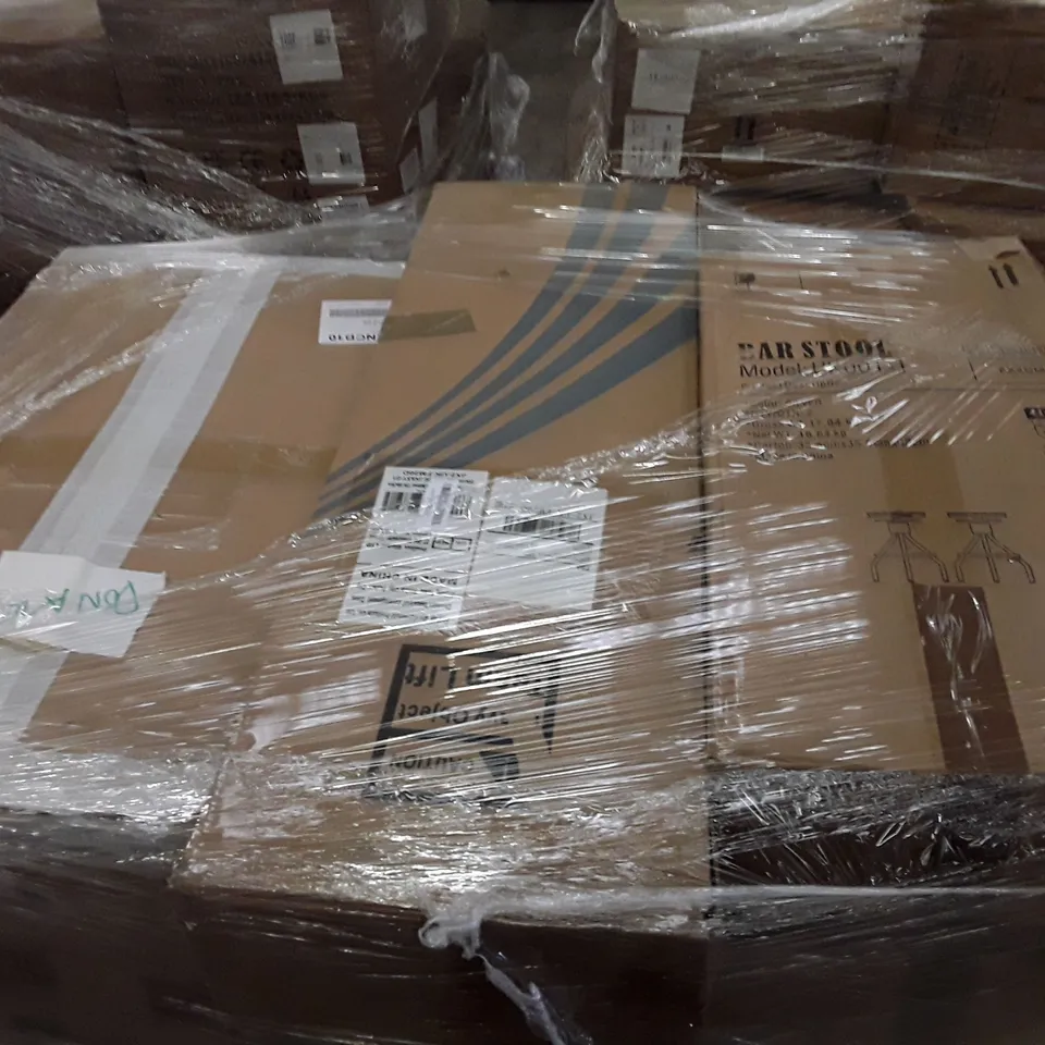 PALLET OF ASSORTED PRODUCTS INCLUDING BAR STOOLS, MASTER CANOPY COMPACT CANOPY, DRESSING TABLE