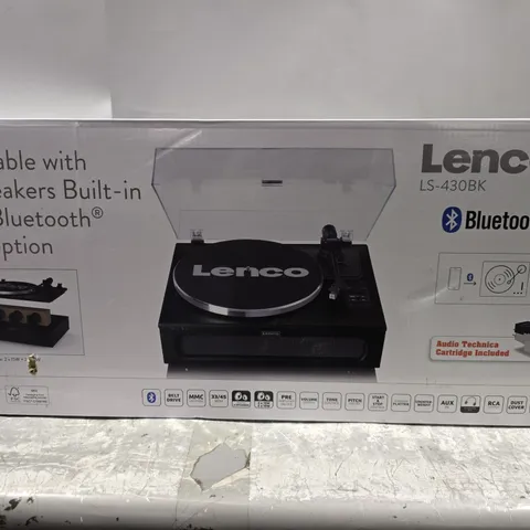 BOXED LENCO LS-430BK BLUETOOTH TURNTABLE WITH BUILT IN SPEAKERS
