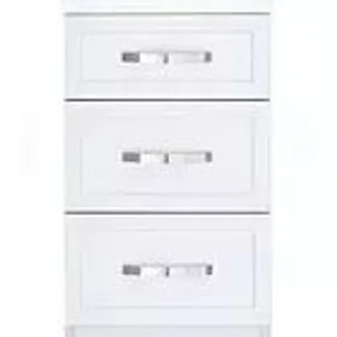 BOXED CAMBERLEY 3 DRAWER GRADUATED BEDSIDE CHEST - WHITE (1 BOX) - COLLECTION ONLY 