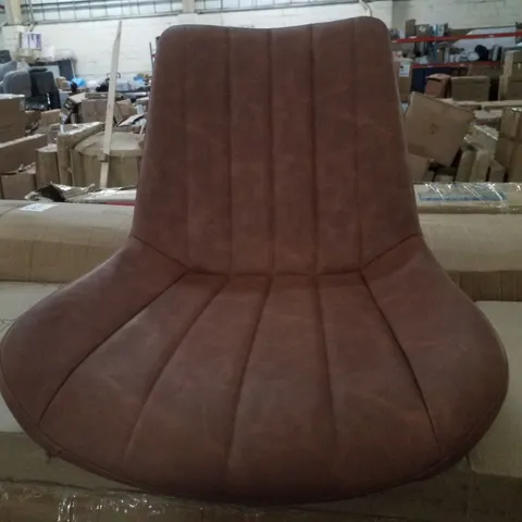 BOXED SET OF 2 BROWN FAUX LEATHER DINING CHAIRS 
