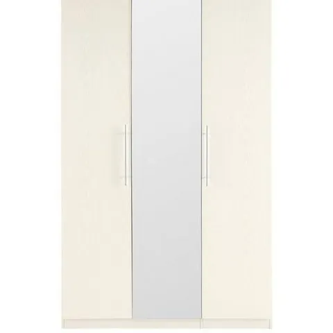 BOXED GRADE 1 PRAGUE WHITE 3 DOOR WARDROBE WITH MIRROR - 3 BOXES