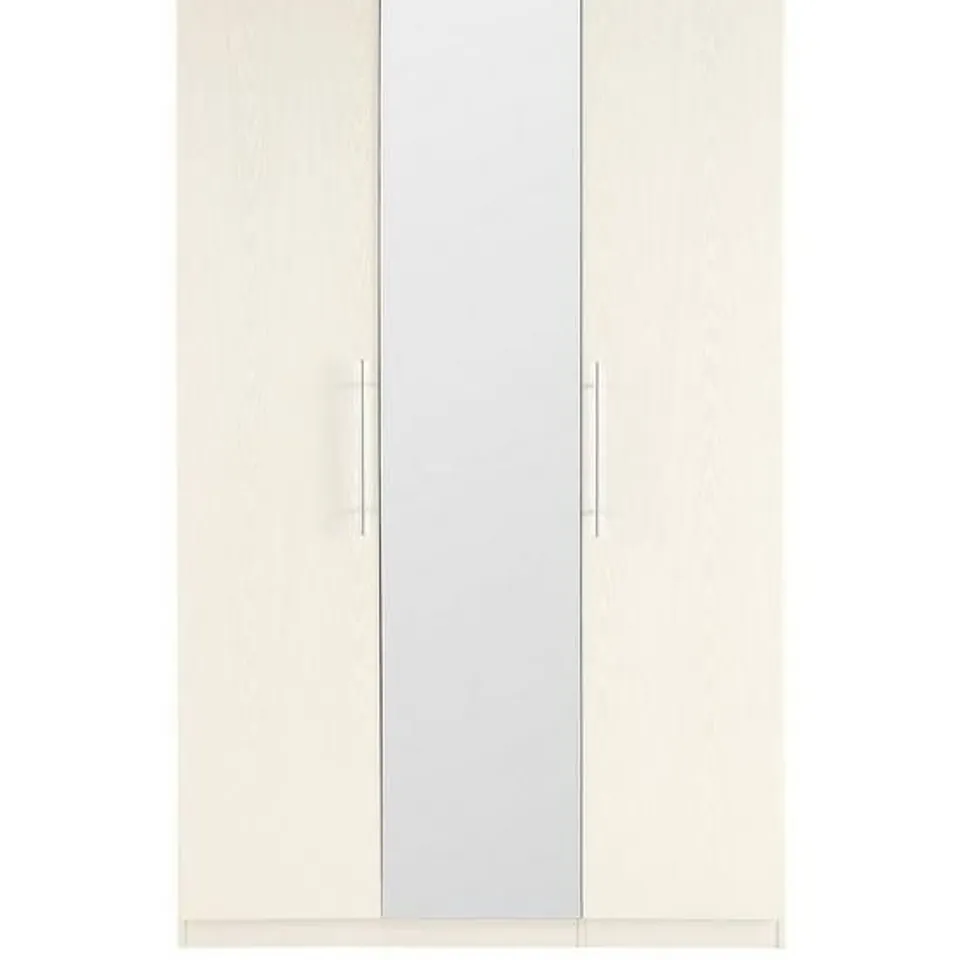 BOXED GRADE 1 PRAGUE WHITE 3 DOOR WARDROBE WITH MIRROR - 3 BOXES RRP £513