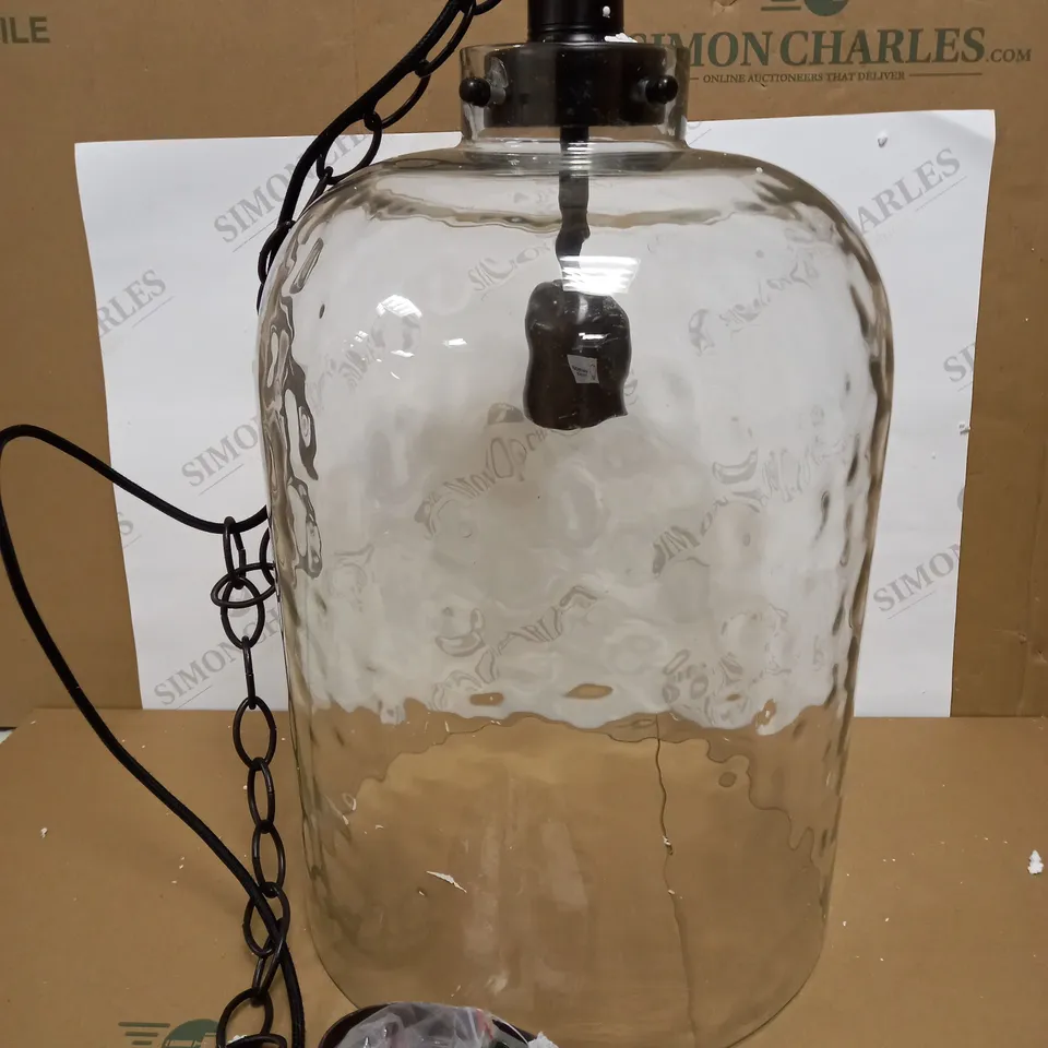 DAR LIGHTING TIGODA 1LT SINGLE PENDANT BRONZE AND GLASS LIGHT FIXTURE 