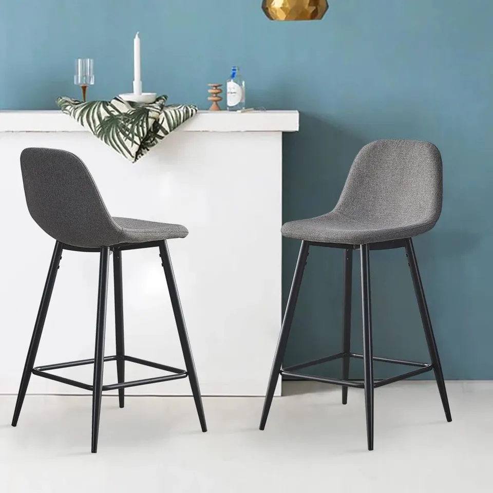 BOXED MONTGOMERY GREY FABRIC BAR STOOLS - SET OF 2 