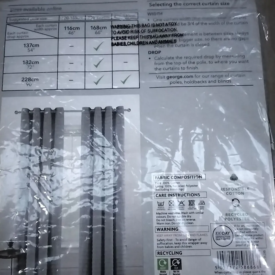 BOX OF 8 BRAND NEW EYELET LINER TUFT CURTAINS GREY 168 X 137CM