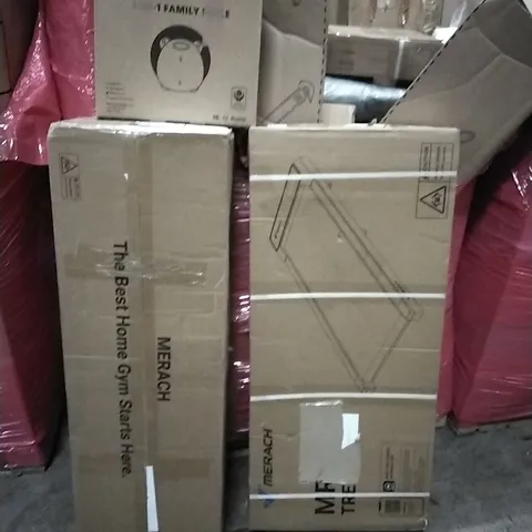 PALLET OF ASSORTED PRODUCTS AND HOUSEHOLD GOODS TO INCLUDE;3 IN 1 FAMILY SCALE,TREADMILL,EXERCISE BIKE