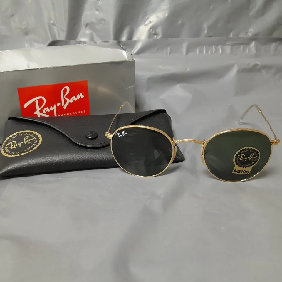 RAY-BAN ROUND 0RB3447 SUNGLASSES - GOLD