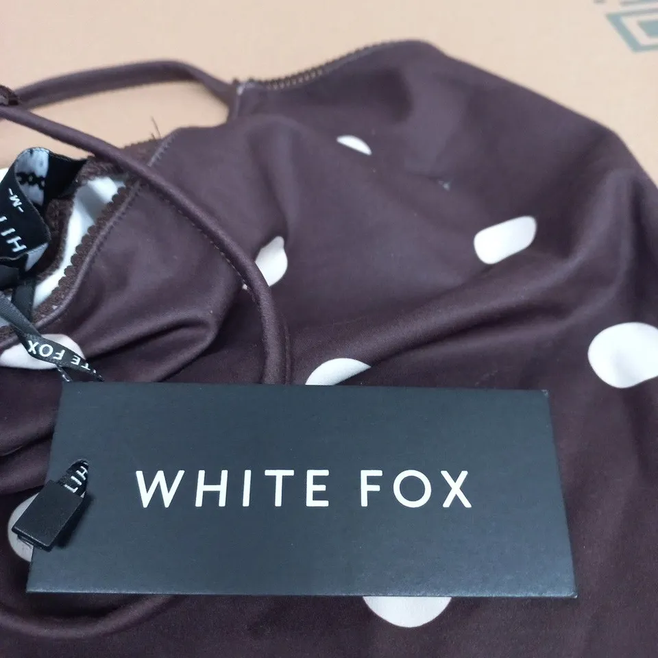 WHITE FOX I'M THE ANSWER TANK TOP – CHOCOLATE WITH WHITE POLKA DOTS - UK SIZE M