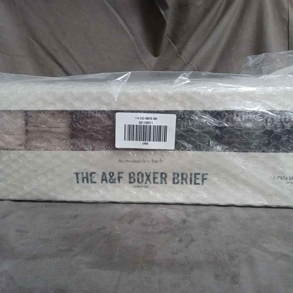 BOXED ABERCROMBIE & FITCH BOXER BRIEF 7 PK IN ASSORTED COLOURS SIZE L