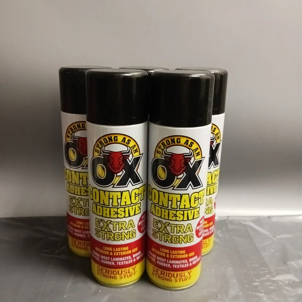 LOT OF 5 STRONG AS AN OX CONTACT ADHESIVE EXTRA STRONG 500ML