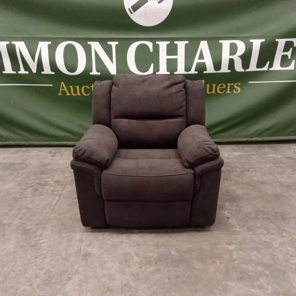 ALBION CHENILLE HIGH BACK MANUAL RECLINER ARMCHAIR - CHARCOAL RRP £479