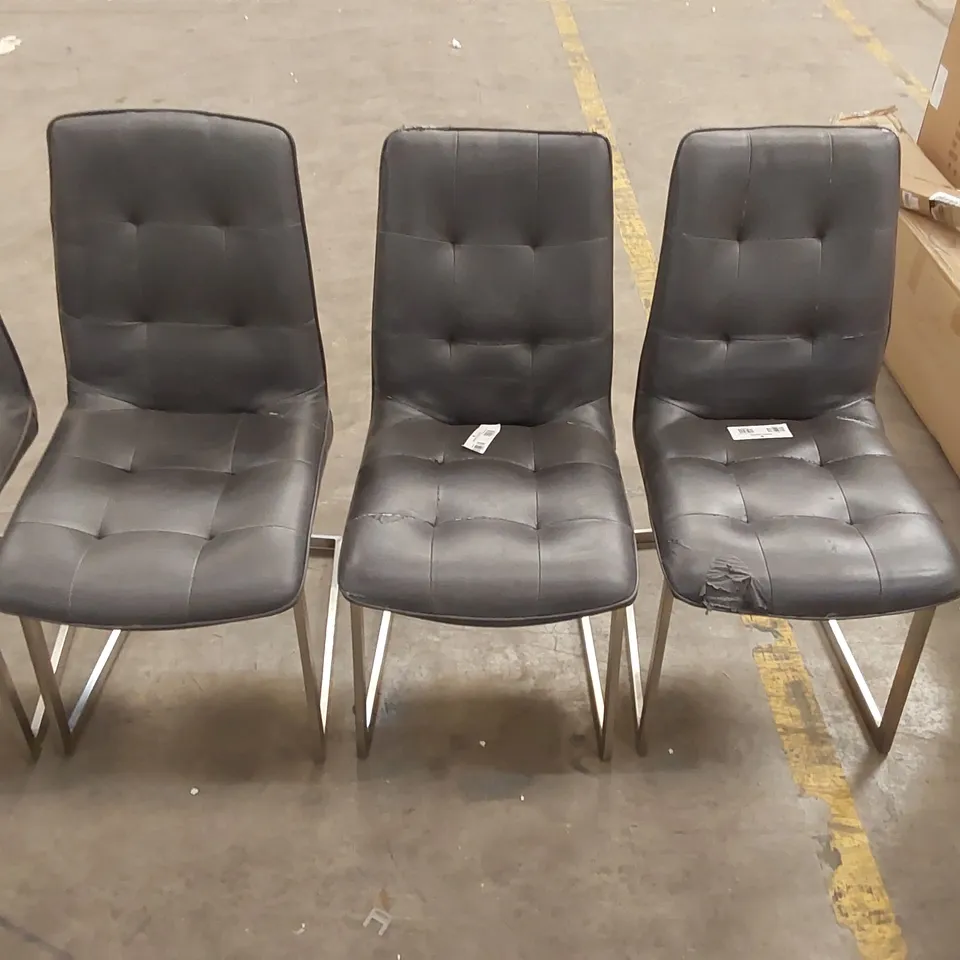 SET OF 6x DESIGNER FAUX LEATHER DINING CHAIRS 