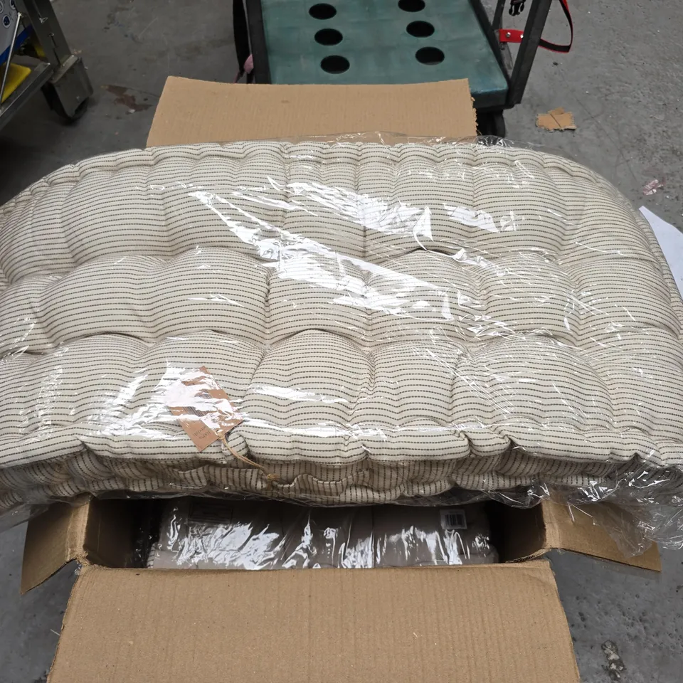 LOT OF 3 BAGGED DIBOR PADDED CHAIR CUSHIONS - EACH APPROX. 110 X 45CM