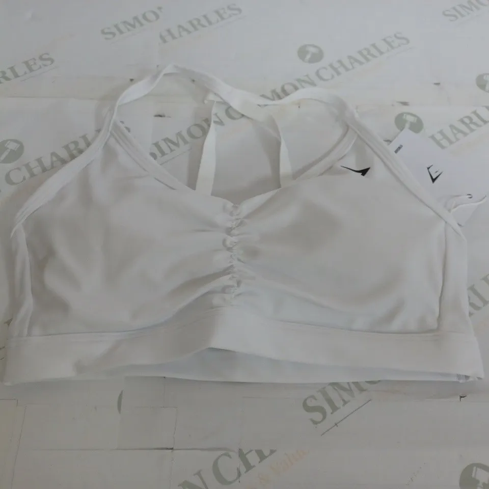 GYMSHARK RUCHED SPORTS BRA IN WHITE - SMALL