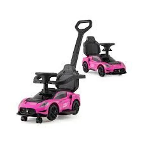 BOXED 3-IN-1 RIDE ON PUSH CAR WITH 2 UNIVERSAL WHEELS, MUSIC STEERING, GUARDRAIL AND HANDLEBAR-PINK (1 BOX)