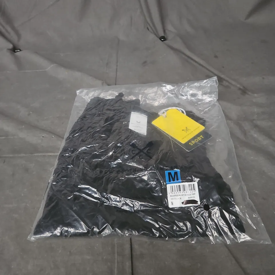 CREW CLOTHING COMPANY MUSCLE VEST BLACK MEDIUM BAGGED