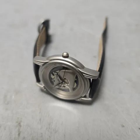 HSV SKELETON DIAL LEATHER STRAP WATCH 