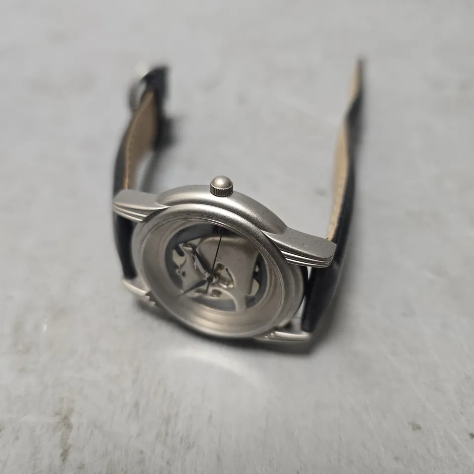 HSV SKELETON DIAL LEATHER STRAP WATCH 