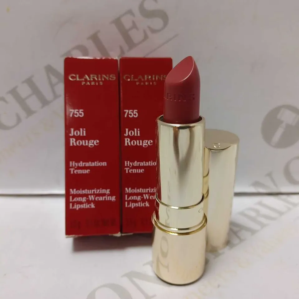 LOT OF 3 CLARINS JOLI ROUGE MOISTURIZING LIPSTICKS - #755 LITCHI 